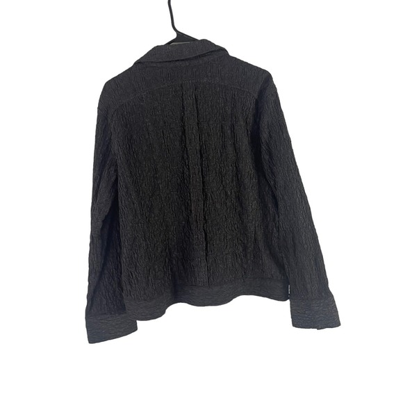 Chico's Women's Size 2 Medium Grey Metallic Textured Full Zip Jacket - Picture 7 of 9